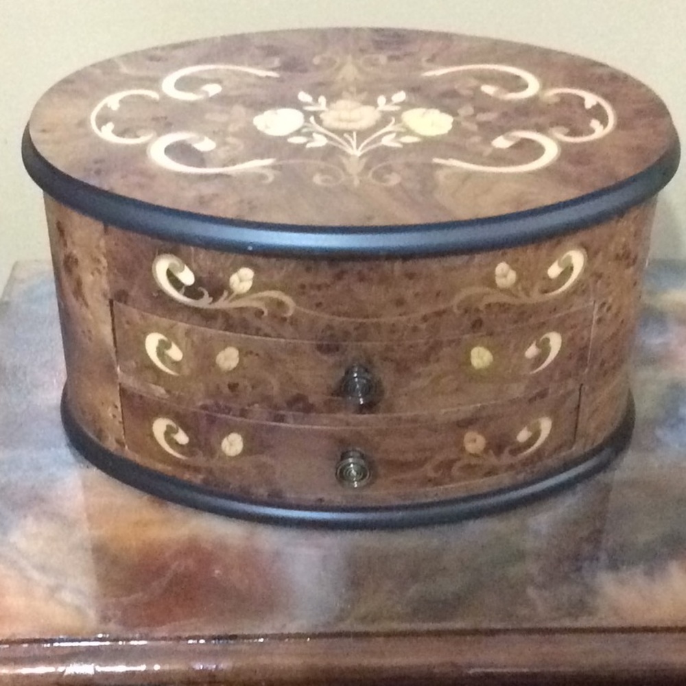 Sorento Inlaid floral rare wood music jewelry box